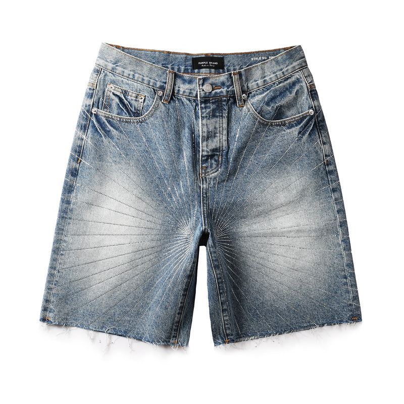Purple Brand Crystal Diamond Denim Shorts #5100